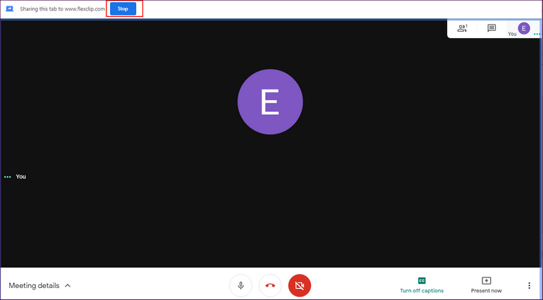 How to Record Google Meet with FlexClip Screen Recorder - Stop Recording