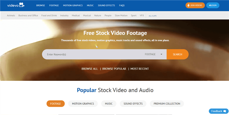 Free Stock Video Sites - videvo.net