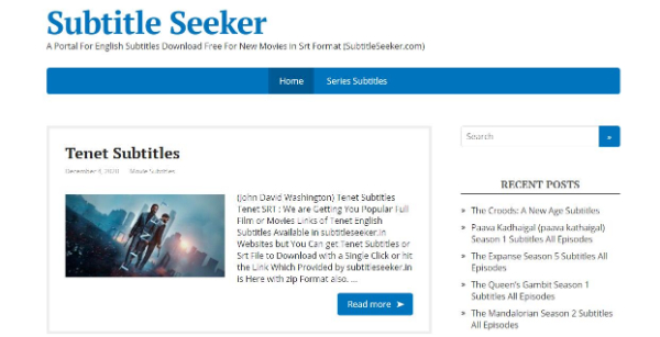 Search for the latest movie’s subtitles in Subtitle Seeker