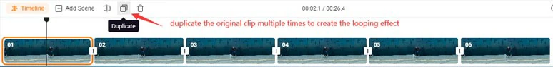 Duplicate the clip multiple times to create the looping video effect