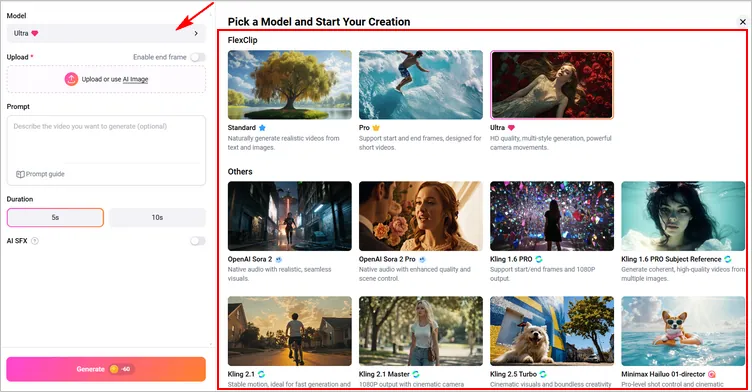 Make 360° Product Video From Just 1 Image Using FlexClip AI: Select Model