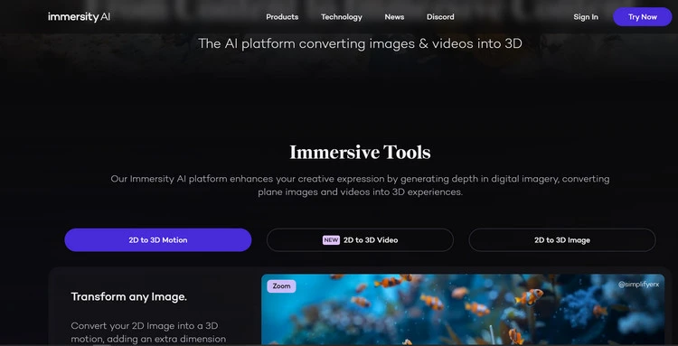 Stunning 3D Photo Animator - Immersity.ai