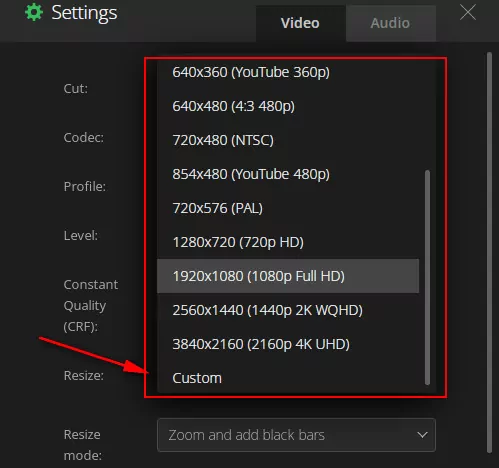 4k Video Converter: Convertio Settings