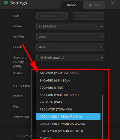 4k Video Converter: Convertio Settings