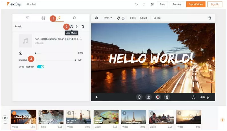 How to Add Music to Video Online - Step 2