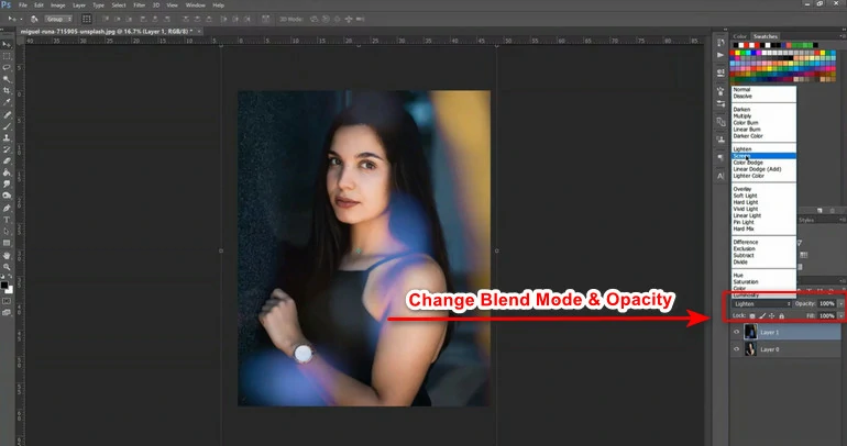 Change the Blend Mode and Opacity