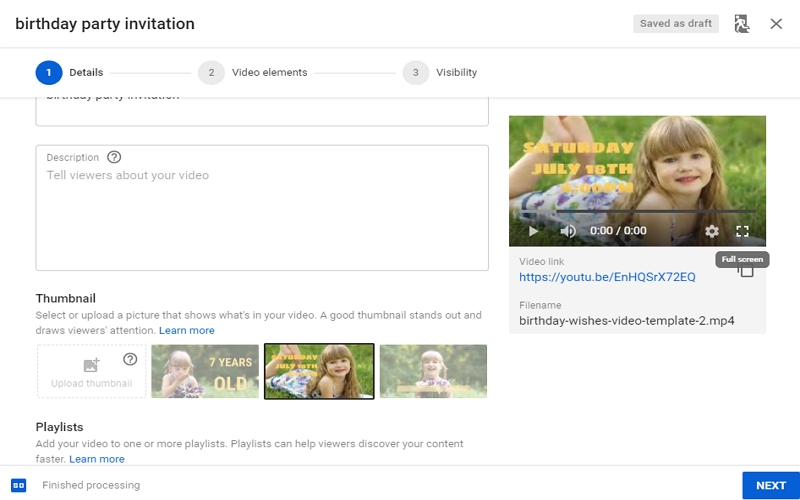 Add a Thumbnail to a YouTube Video - Step 2