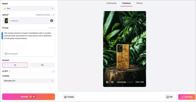 Preview and Download the AI-generated Video