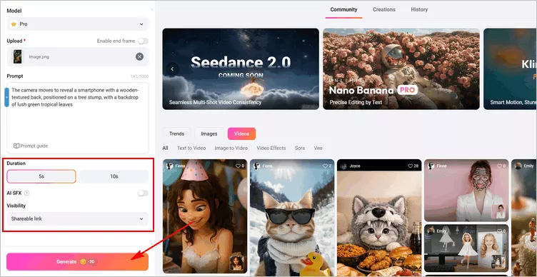 Add AI Camera Movement and Generate a Video