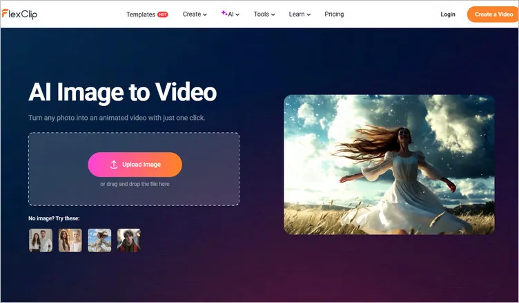 FlexClp AI Image to Video Generator for Camera Movement Effect