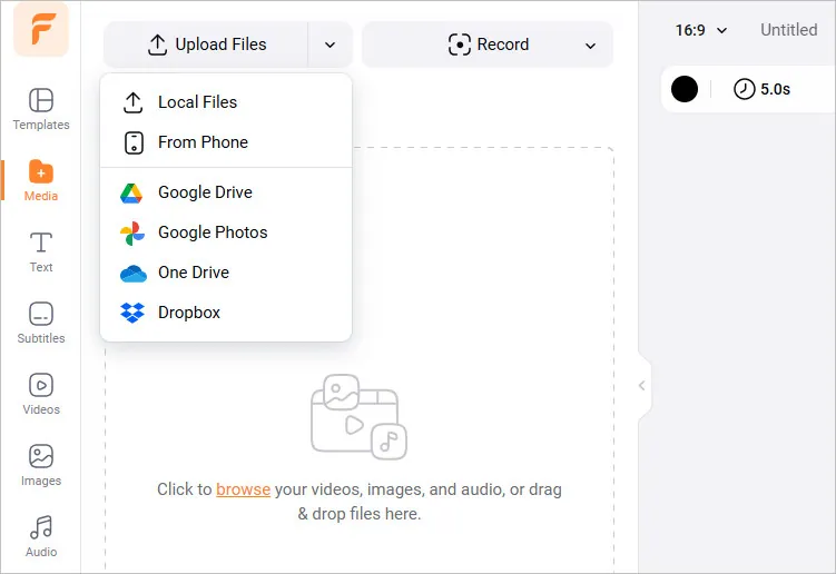 Add Arrow to Video with FlexClip - Upload Media Resources