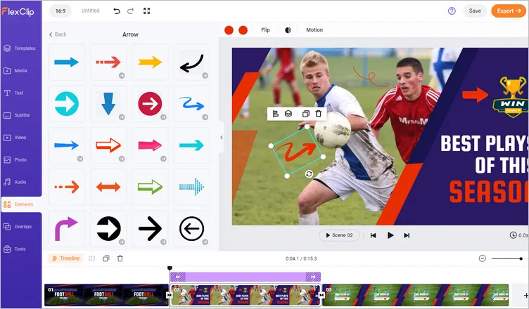 Add Arrow to Video with FlexClip - Add & Edit Arrow