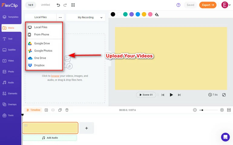 Upload Media Resources to FlexClip