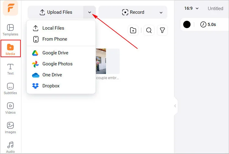 Upload the Photos to FlexClip