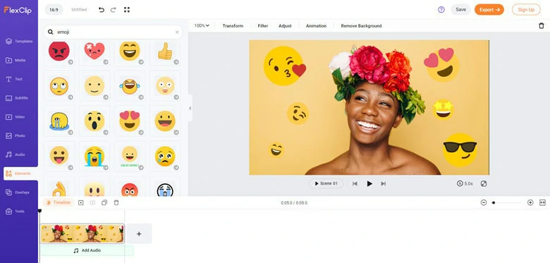 Add Emoji to Photo Online - FlexClip