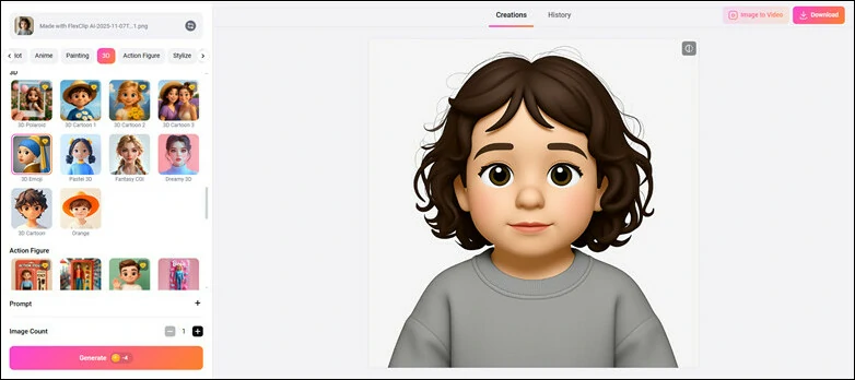 Generate 3D Emoji Using FlexClip