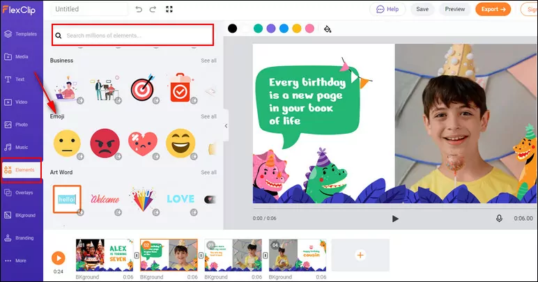 Add Emojis to Video: Emoji Elements