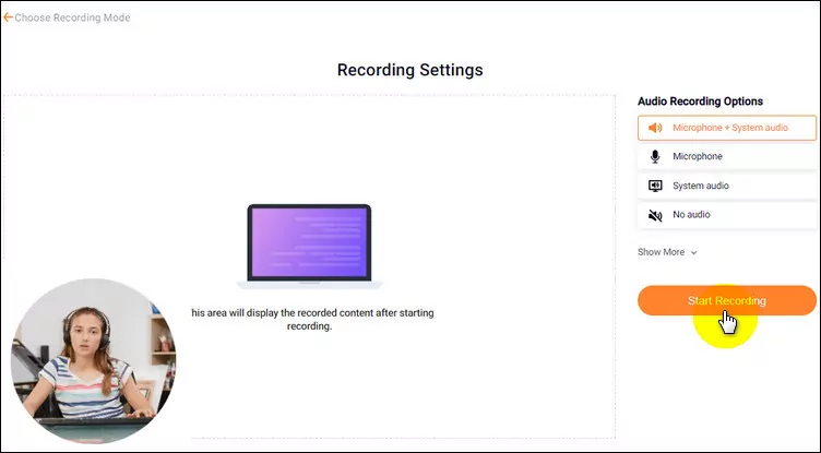 Screen Record with Your Face in the Corner - Step 3