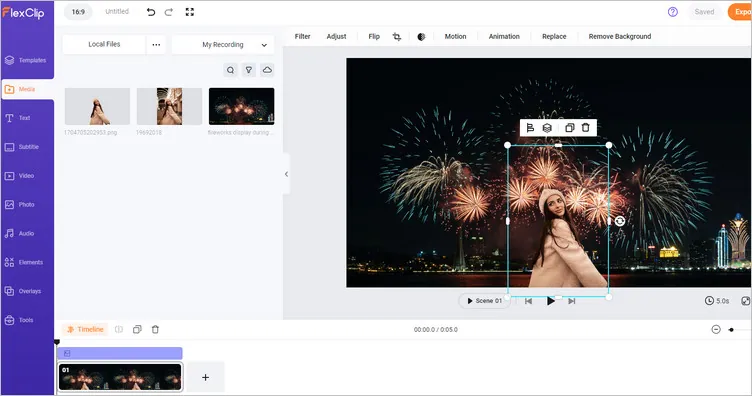 Add Fireworks to Photo Online with FlexClip - Blend