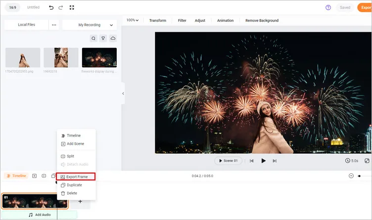 Add Fireworks to Photo Online with FlexClip - Export