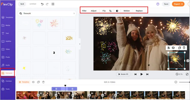 Add Fireworks to Photo/Video Online with FlexClip - Firework Elements