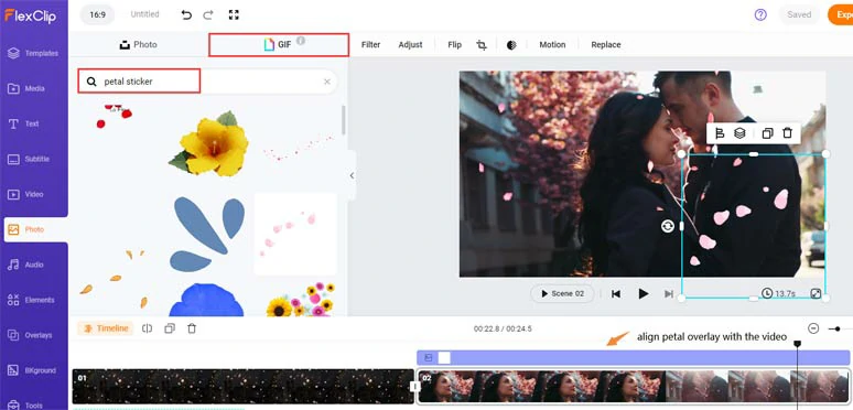 Layer GIPHY petal overlays over the video to create the flower effects