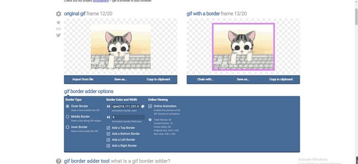 Add Border to GIF Online using these 3 Free Websites