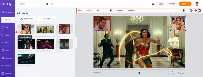 Add multiple GIFs to a GIF to create the picture-in-picture effects