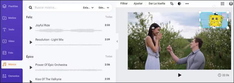 Add sound effects to a GIF in a video by FlexClip