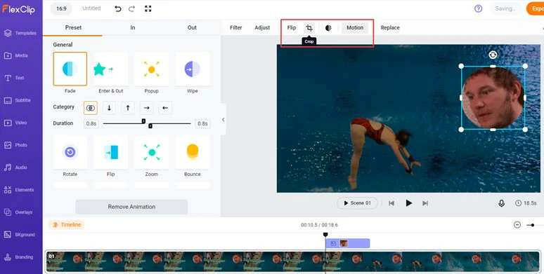 Crop, flip, rotate and animate a GIF over a video