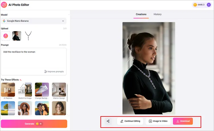 Add Jewelry to a Photo with FlexClip's AI Photo Editor - Download