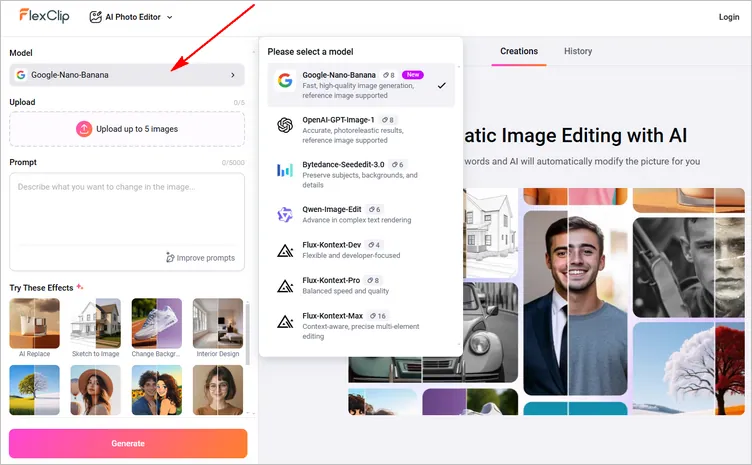 Add Jewelry to a Photo with FlexClip's AI Photo Editor - Select Model