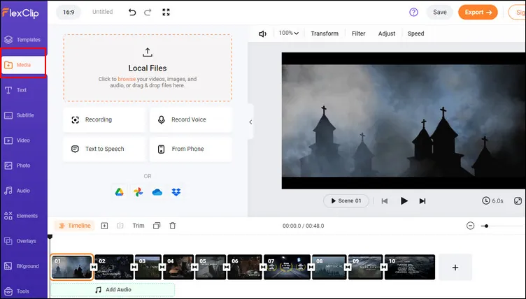 Lightning Effect Video - Add Media to FlexClip