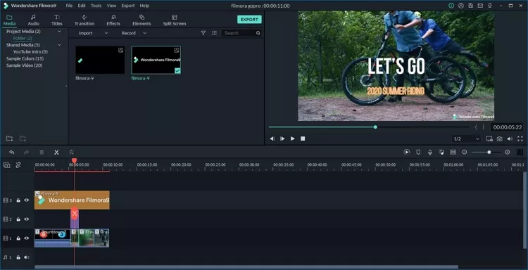 Mainscreen of the Filmora