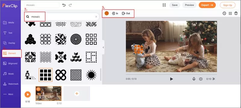 FlexClip - Add mosaic to video