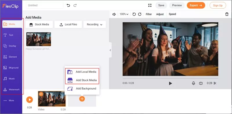 FlexClip - Add mosaic to video