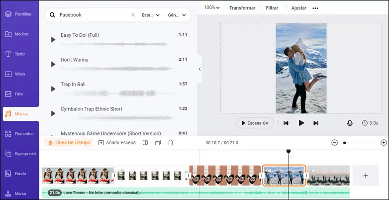 Add Multiple Photos to Facebook Story with Music with FlexClip - Step 3