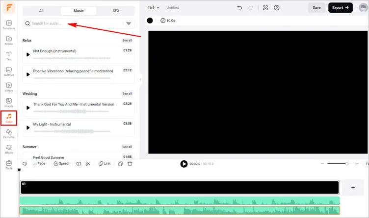 Add Music to Voice Recording Online with FlexClip - Add Audio