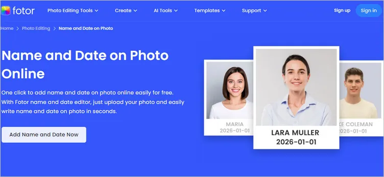 Online Name and Date on Photo Maker - Fotor