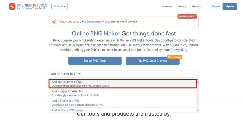Find the Add Outline to PNG Tool