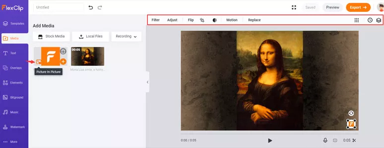 Add a watermark overlay to a GIF by FlexClip GIF maker