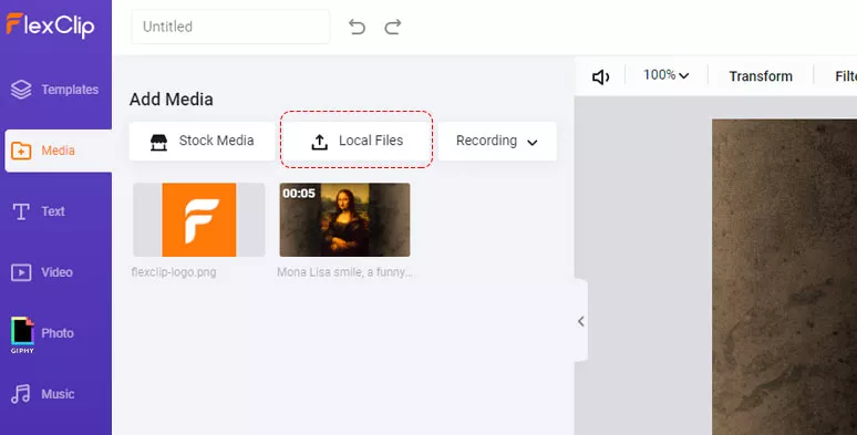 Upload your GIF and watermark to FlexClip