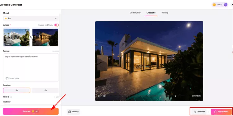 Add AI Photo Transition - Generate