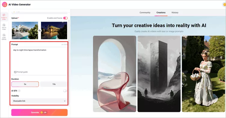 Add AI Photo Transition - Text Prompt