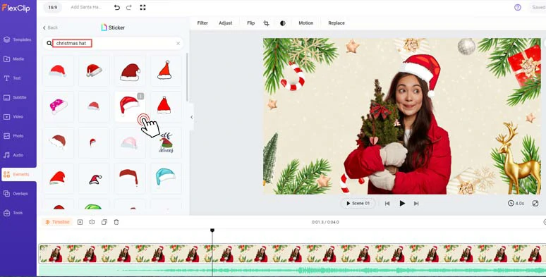 Seamlessly add Santa hats to photos for free by FlexClip online