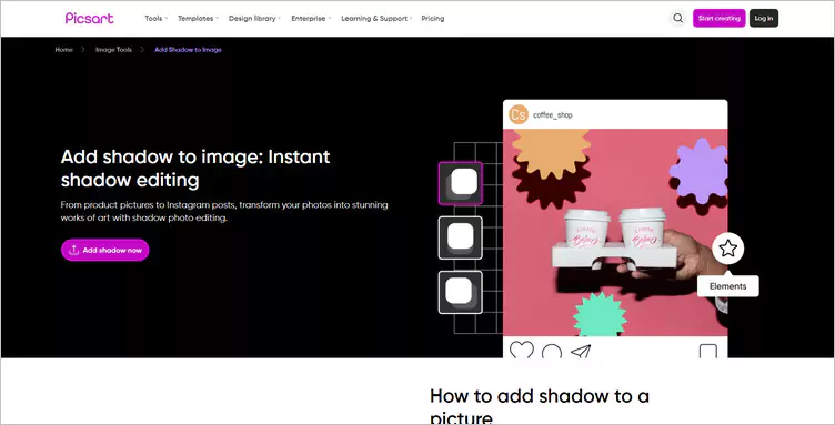 Editing Tool to Add Shadow to Image - Picsart