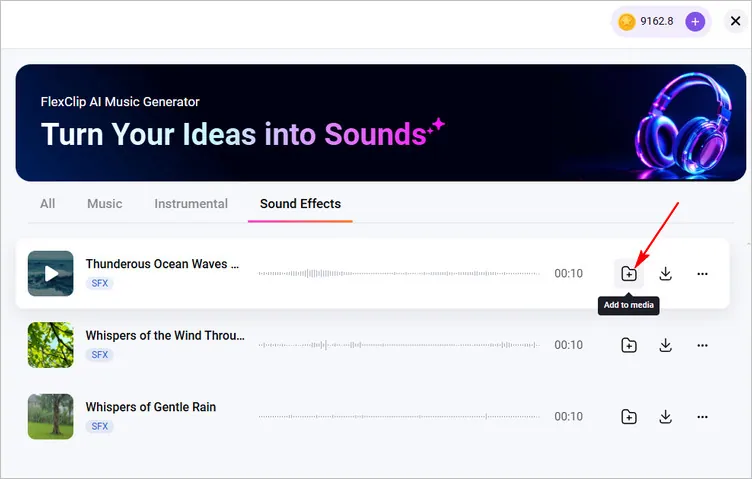 Add Sound Effects to an Audio File - Add AI Sound Effects