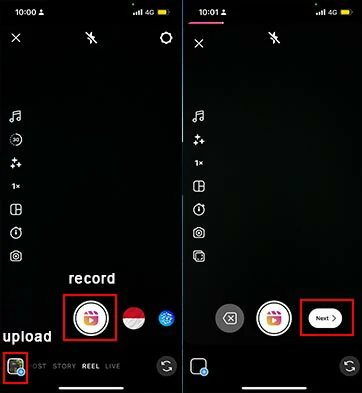 Record or upload a video for Reels and tap Next