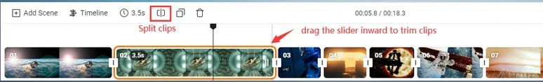 Trim or split clips for the video moments you need