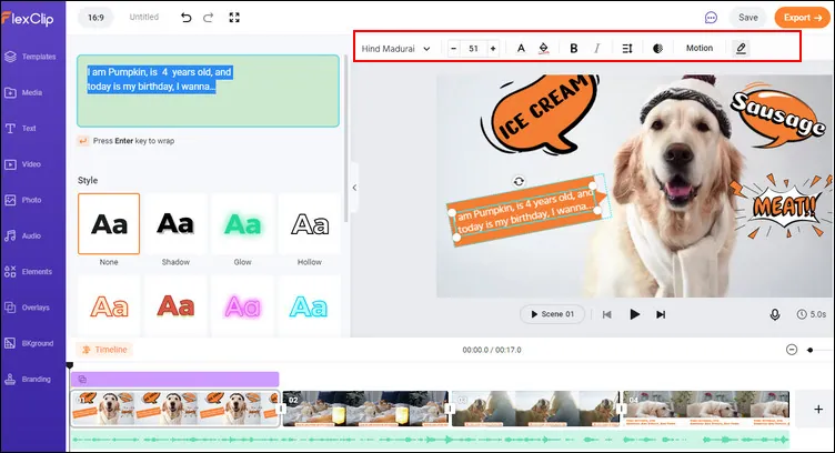 FlexClip Add Speech Bubbles - Customize